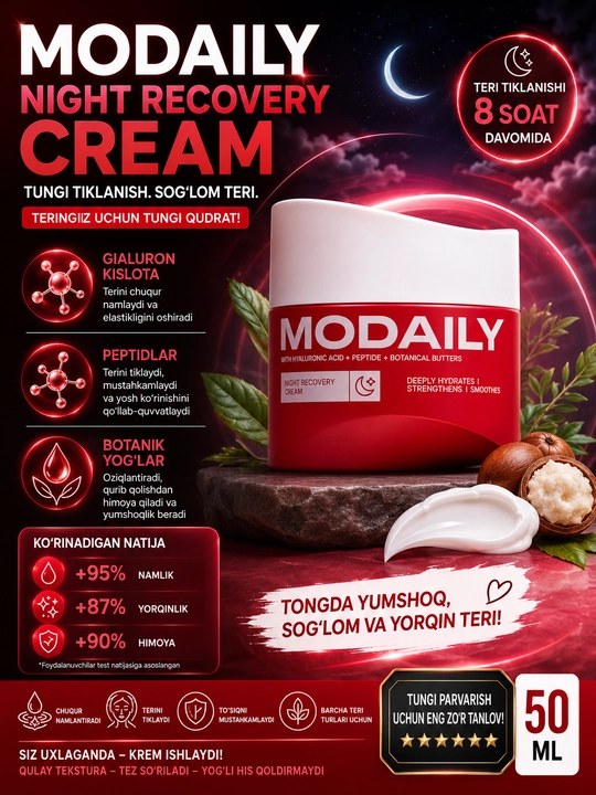 MODAILY Night Recovery Cream – Ночной восстанавливающий и глубоко увлажняющий крем для лиц - 