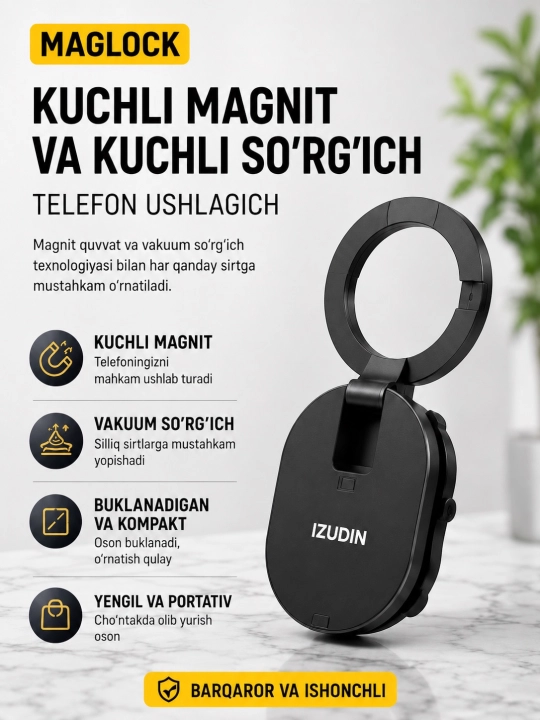 Telefon ushlagich, mashinaga derjatel, vaquumli podstavka, magnitli ushlagich