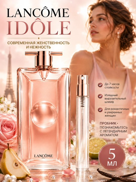 Духи женские IDOLE Lancome, стойкие женские духи пробники 5, 10 мл - 