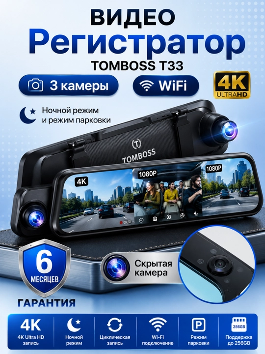 TOMBOSS T33, Wi-Fi kuzatuv tizimi, tungi ko'rish tizimi, uchta kamerali boshqaruv kamerasi - 