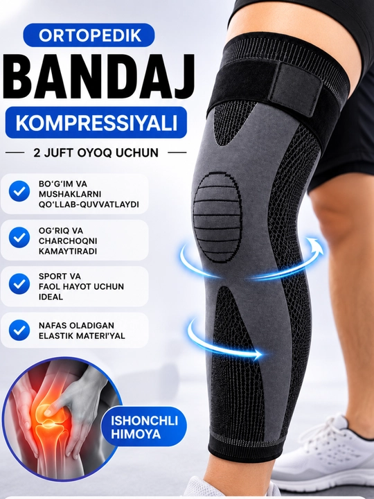 Ortopedik kompressiyali  2 juft,tizza bandaji kundalik harakat, sport mashg'ulotlari