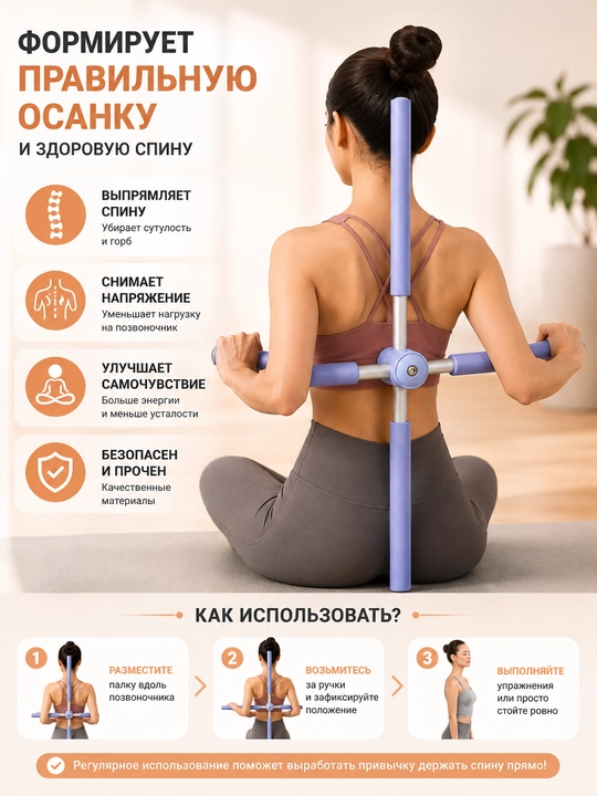 Qomatni to'g'rilovchi, yoga tayoqchasi, bel va umurtqa uchun qomatni tiklovchi trenajyor