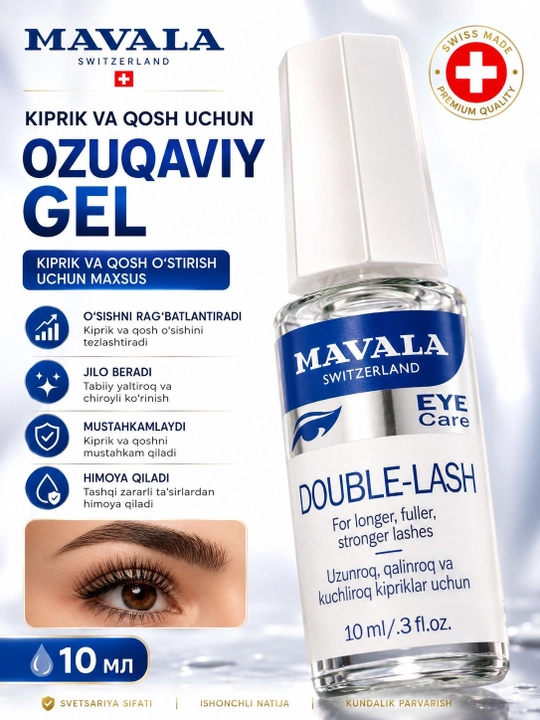 Mavala ikki qavatli kirpiklar uchun 10 ml - Ko'z kirpiklari uchun ustiruvchi gel