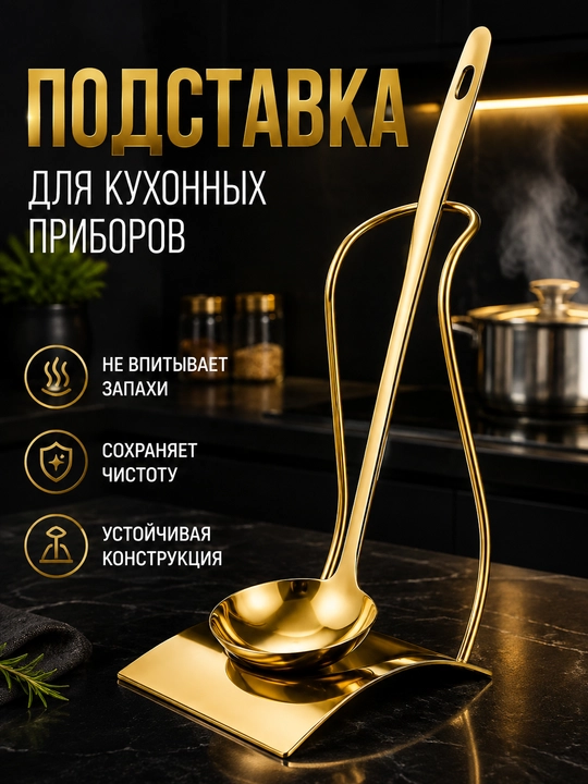 Подставка для кухонных приборов, металлическая подставка для ложки, половника и лопатки - 