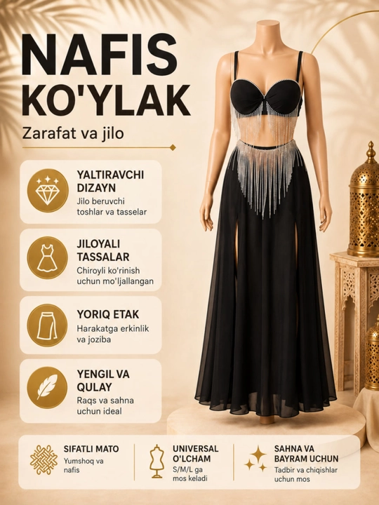 Arabcha raqs kostyumlari, karnaval kostyumlari, raqs dekoratsiyalari - 