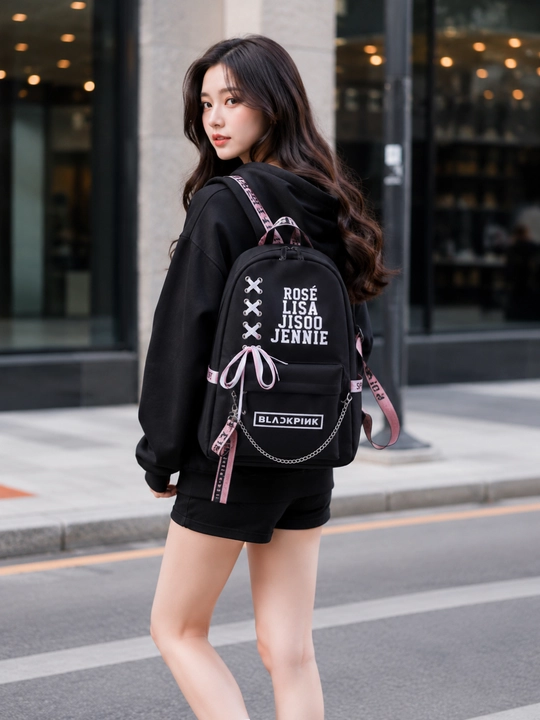 Ayollar uchun BLACKPINKK ryukzaki, zamonaviy maktab uchun ryukzak