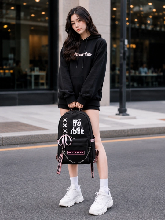 Ayollar uchun BLACKPINKK ryukzaki, zamonaviy maktab uchun ryukzak