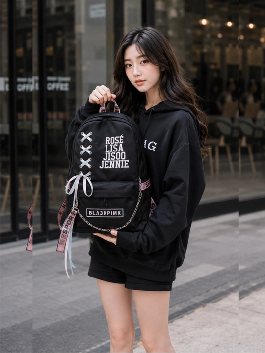 Ayollar uchun BLACKPINKK ryukzaki, zamonaviy maktab uchun ryukzak