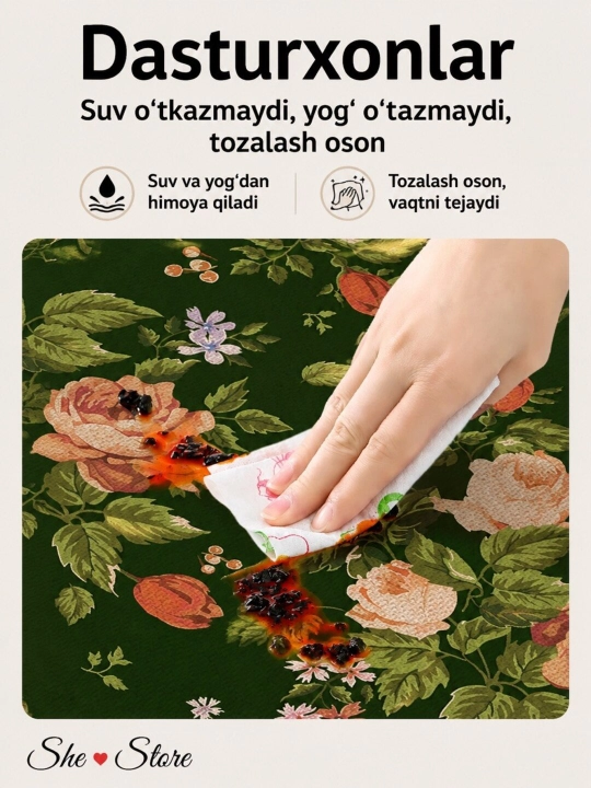 Dasturxon, kilyonkadan oshxona dasturxoni, bayramona va nafis dasturxon