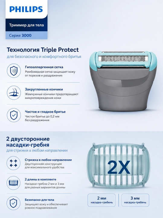 Триммер для тела мужской Philips BG3480/15 интимных зон Bodygroom