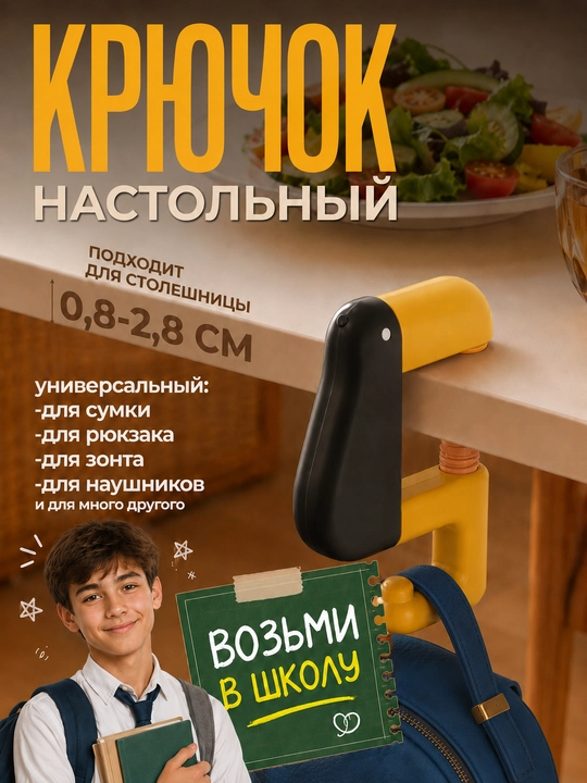 Крючок настольный универсальный для сумок, наушников - 