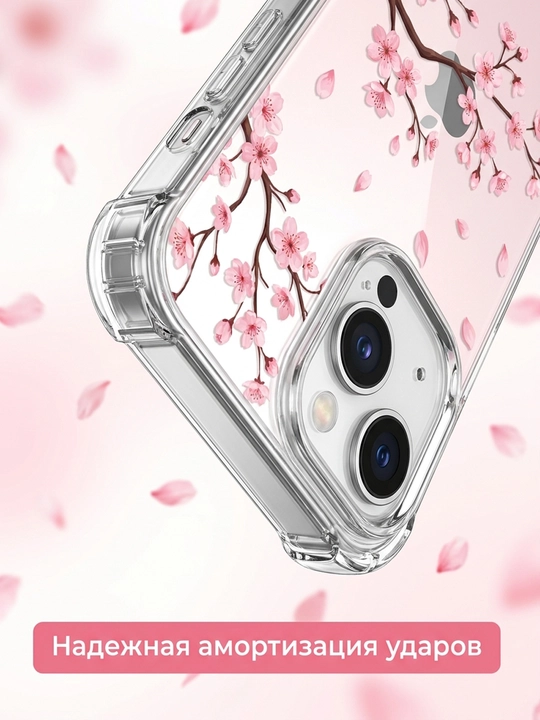 iPhone uchun "Sakura" naqshli shaffof g'ilof