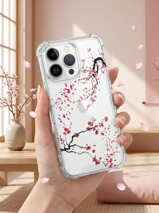 iPhone uchun "Sakura" naqshli shaffof g'ilof