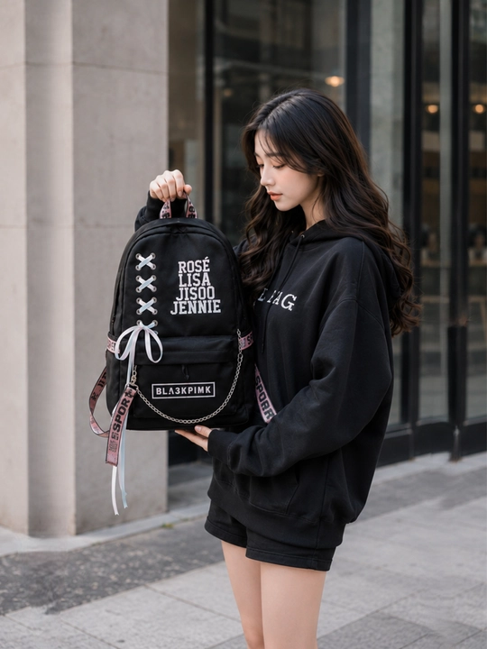Ayollar uchun BLACKPINKK ryukzaki, zamonaviy maktab uchun ryukzak