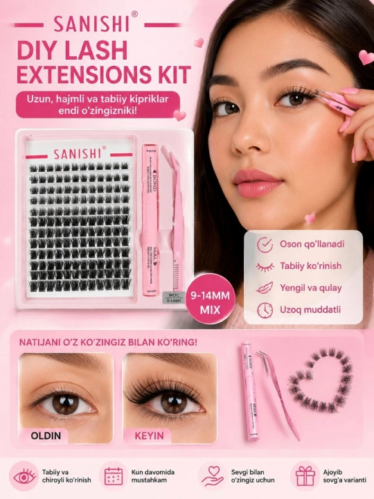 SANISHI DIY Lash Extensions Kit — удобный набор для самостоятельного создания длинных - 