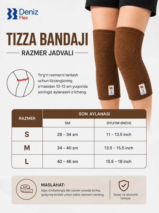 Isituvchi elastik tizza bandaji, qo‘llab-quvvatlovchi termobandaj, 1 juft, uniseks, S–L