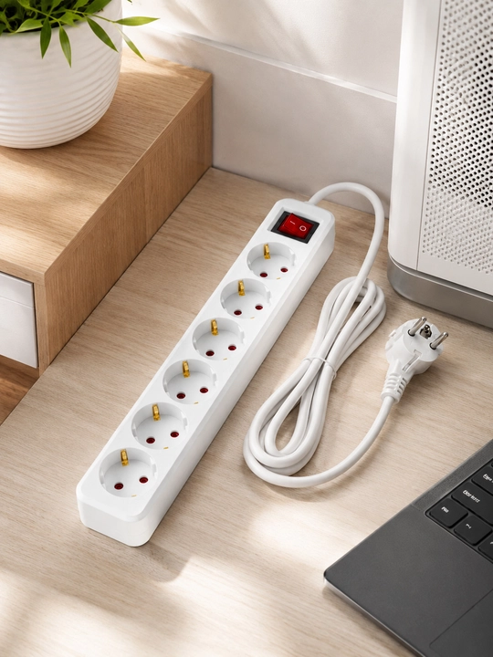 Elektr uzaytirgich tarmoq filtri kuchlanish indikatori bilan, 6 rozetka 3m 5m