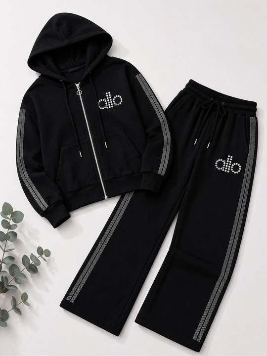 Спортивный костюм для девочки, худи на молнии и широкими брюками