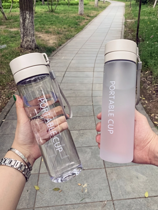 Shaffof plastik suv butilkasi, choy filtri bilan 800 ml