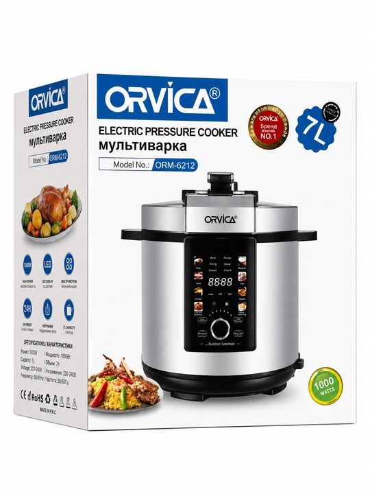 Мультиварка ORVICA ORM-6209, 1000 Вт, рисоварка, пароварка, rice cooker