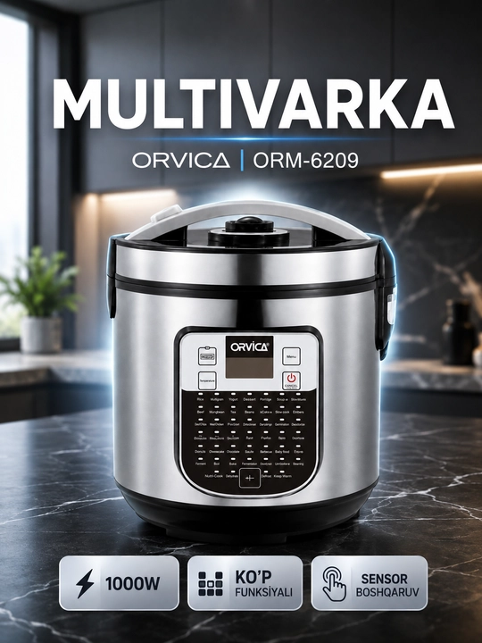 Мультиварка ORVICA ORM-6209, 1000 Вт, рисоварка, пароварка, rice cooker - 