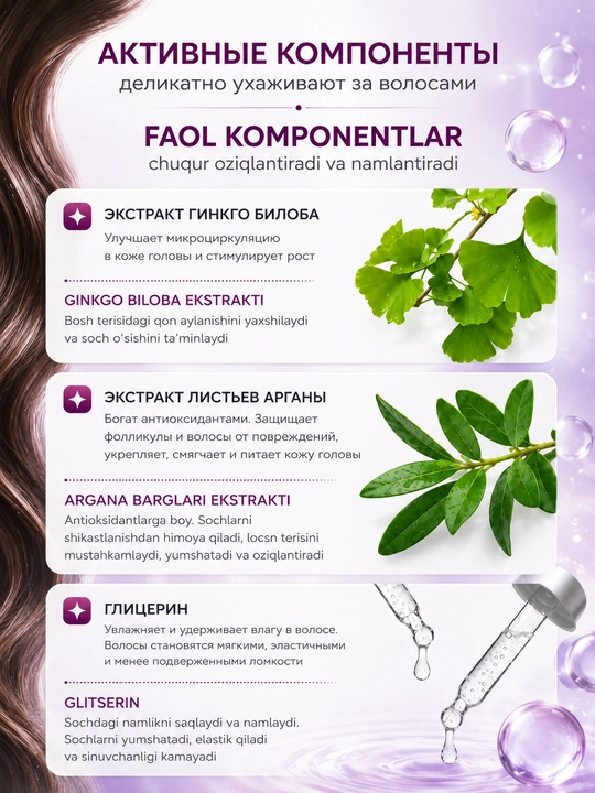 Keratinli tiklovchi shampun 750 ml, sulfatsiz parvarish, Style Tree Keratine Queen