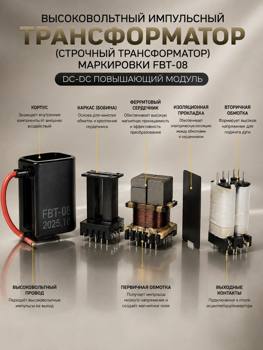 Высоковольтный импульсный трансформатор FBT-08 строчный трансформатор