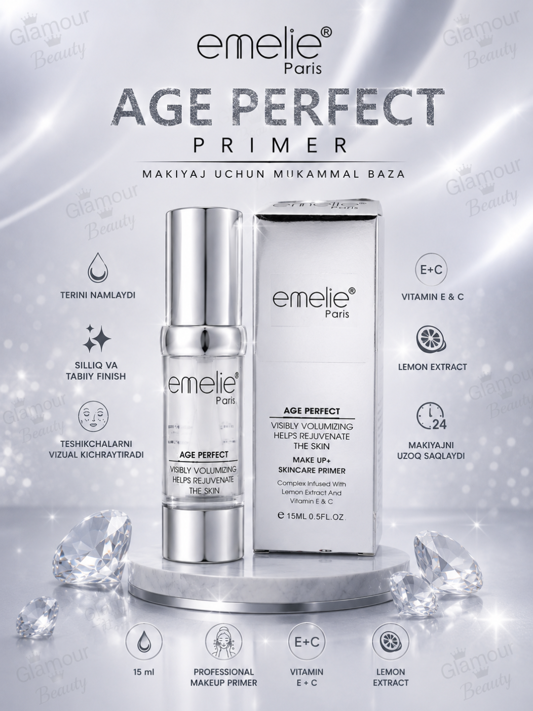 Основа под макияж EMELIE 24K GOLD, база под макияж для лица, праймер, тональная основа