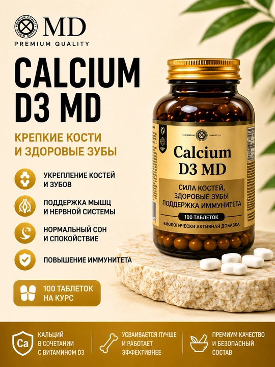 Calcium D3 MD,  Calcium-1250мг, D3-600 mkg, Suyaklar va tishlar salomatligi uchun - 