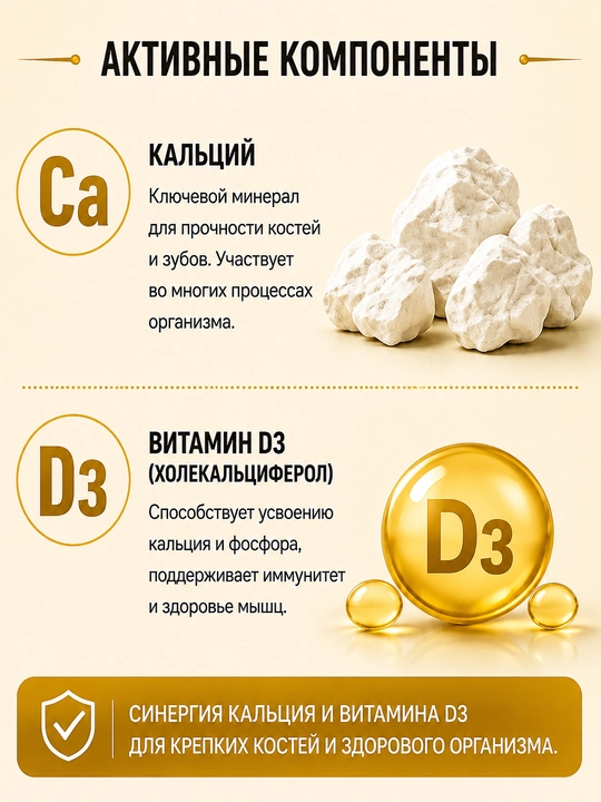 Calcium D3 MD,  Calcium-1250мг, D3-600 mkg, Suyaklar va tishlar salomatligi uchun