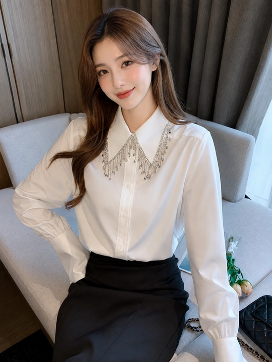Ayollar koftasi, bluzka, ayollar oq koftasi o'qish, maktab, sayr, ofis uchun