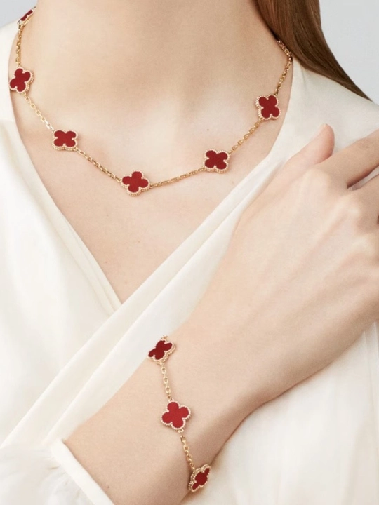 Набор Van Cleef для девочек, женский, кольцо, девочек, браслет, белый, синий, бордовый, черный