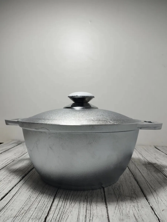 Алюминиевый казанок с крышкой, литой казак для плова и тушения