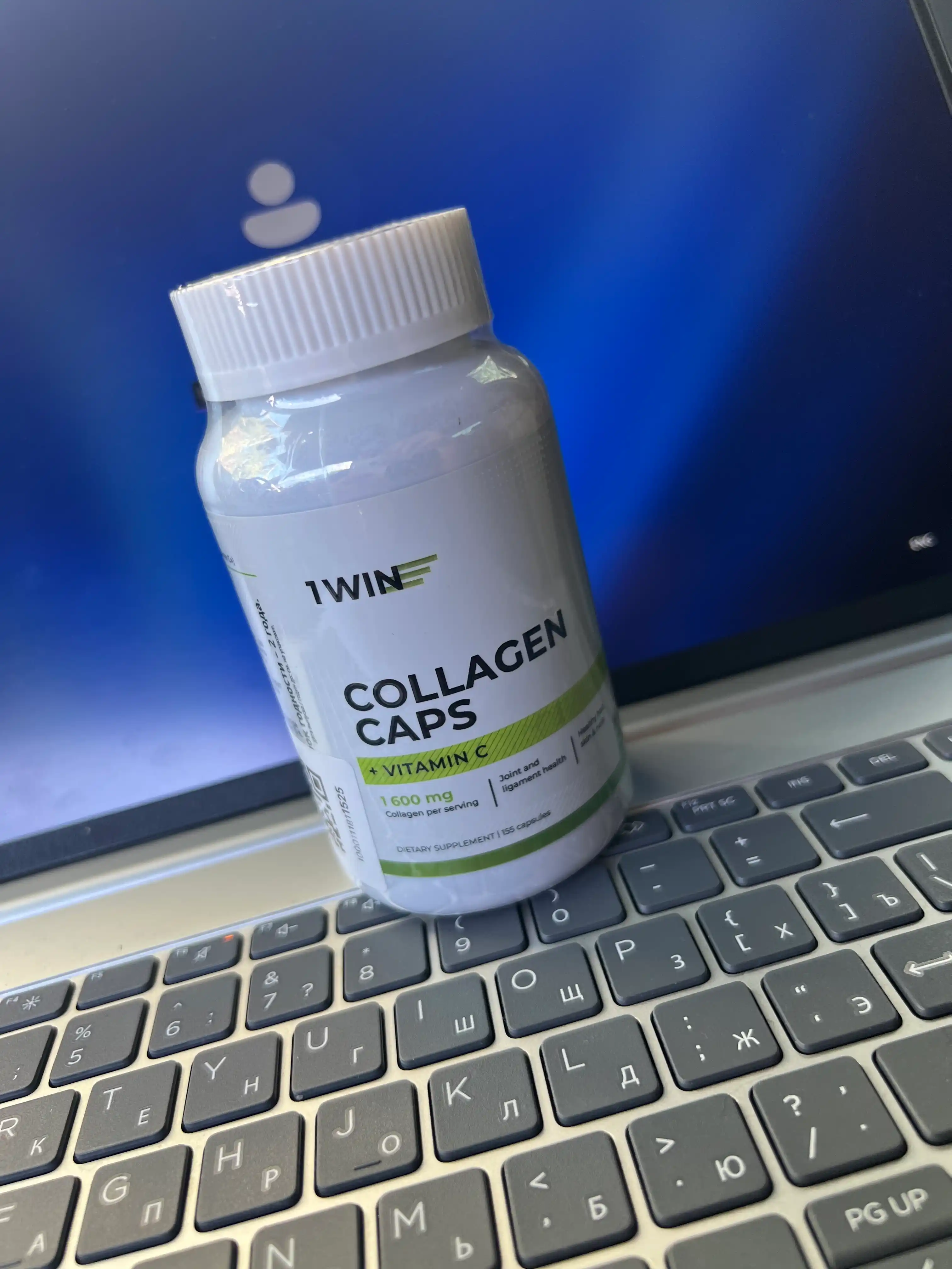 Bo'g'im va boylamlar uchun Kollagen Vitamin C bilan, 1WIN, 155 kapsula