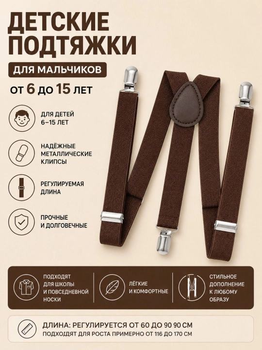 Детские подтяжки для школы, 7–15 лет, эластичные, регулируемые, прочные