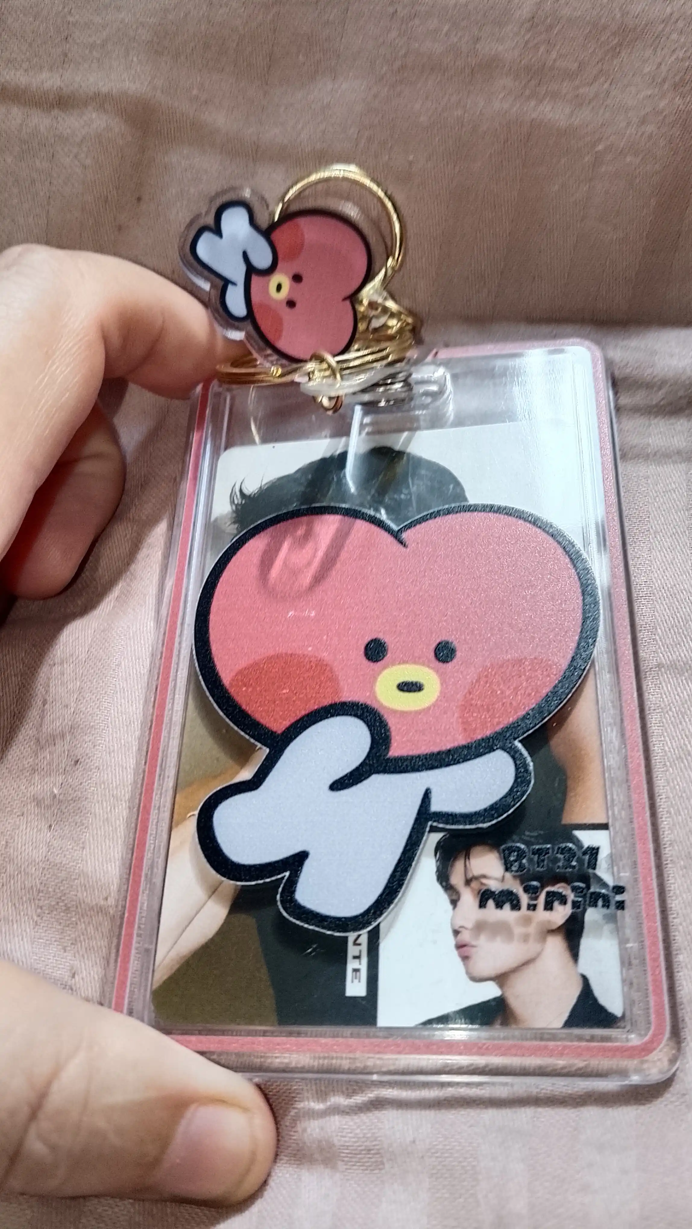 Akrilli kardxolder BTS BT21 brelok bilan, k-pop fotokartochkalar va chexol