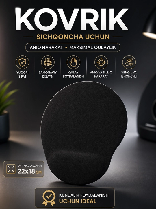 Ergonomik Sichqoncha Pad | Gel Bilak Tayanchi bilan | Qulay va Sirpanmaydigan Mouse Pad - 
