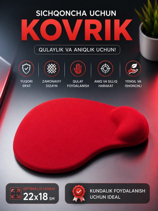 Ergonomik Sichqoncha Pad | Gel Bilak Tayanchi bilan | Qulay va Sirpanmaydigan Mouse Pad - 