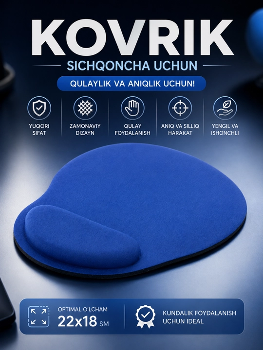 Ergonomik Sichqoncha Pad | Gel Bilak Tayanchi bilan | Qulay va Sirpanmaydigan Mouse Pad - 