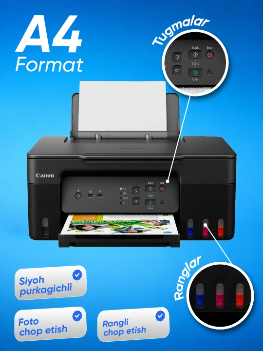 Printer Canon - PIXMA G3430 - G3410 - G3416 A4, inkjet MFP, LCD, USB2.0, WiFi