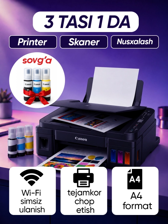 Printer Canon - PIXMA G3430 - G3410 - G3416 A4, inkjet MFP, LCD, USB2.0, WiFi
