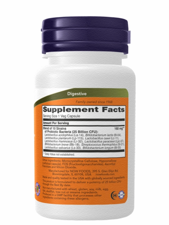 NOW Foods, Probiotic-10, 25 milliard, capsulada