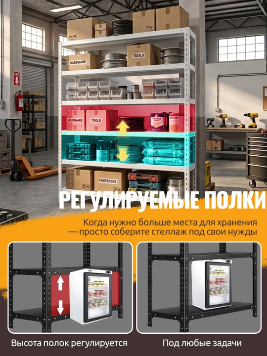 Стеллаж металлический складной для кухни, этажерка, полка для книг напольная