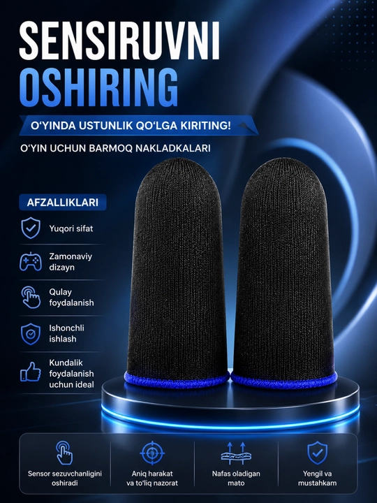 Mobil o'yin uchun sensor nakladkalar – pubg, free fire va cod uchun barmoq qopqoqlari - 