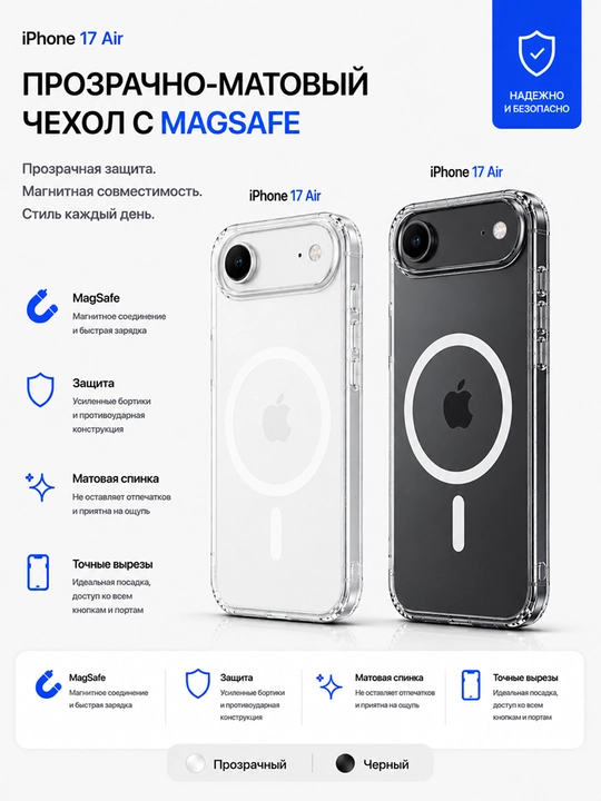 IPhone 14 / 15 / 16 / 17 uchun shaffof mat g'ilof