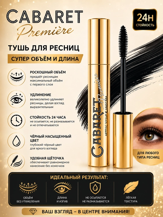Cabaret Premiere super hajm va uzunlikdagi kiprik tushlari - 