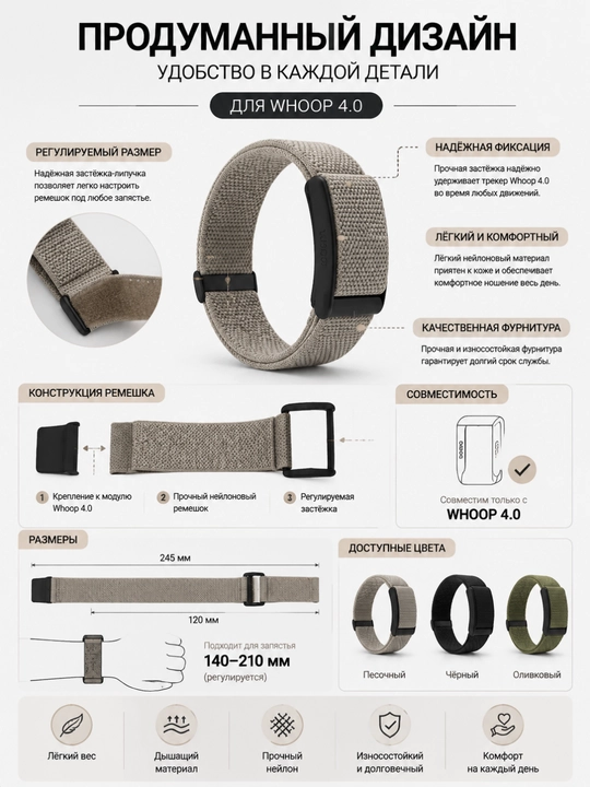 Ремешок SuperKnit Band Luxe для Whoop 4.0, только ремешок