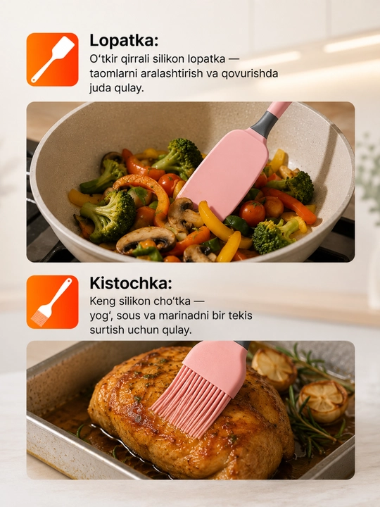 Силиконовый кухонный набор — лопатка и кисточка для масла
