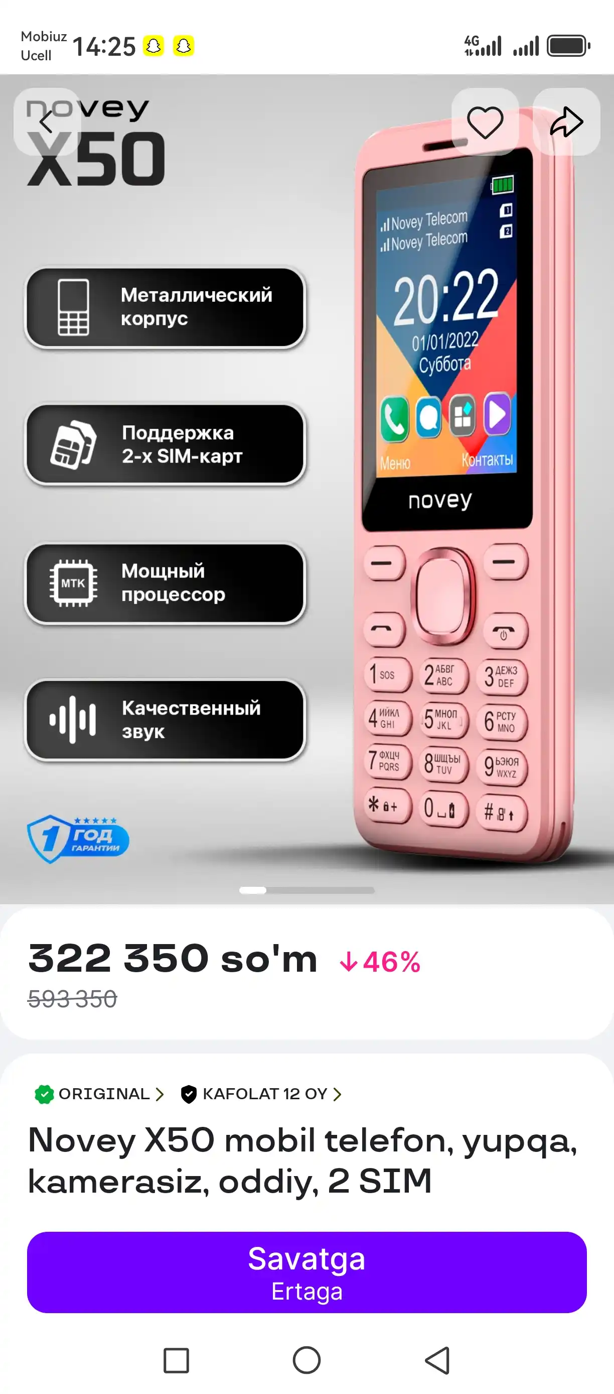 Novey X50 mobil telefon, yupqa, kamerasiz, oddiy, 2 SIM