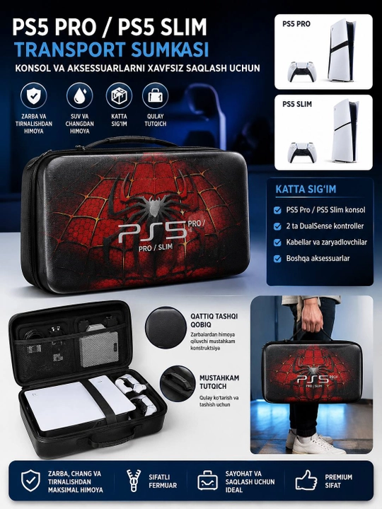 PS5 / PS5 Pro / PS5 Slim / PSP uchun himoya sumkasi
